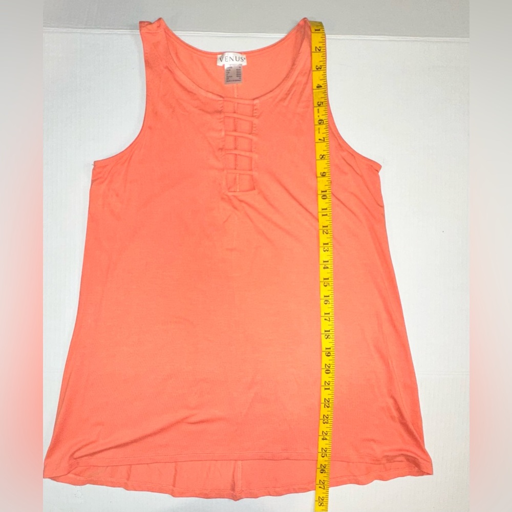 VENUS Women’s Sherbet Orange Tank Top W/ Accent Cleavage Sleeveless Medium - Picture 3 of 6